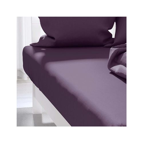 Drap housse uni 160x200 cm ZZZ violine