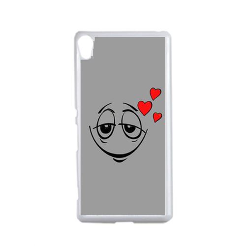Coque Smiley Amoureux Fond Gris Compatible Sony Xperia Performance Transparent