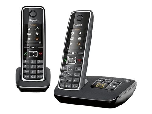 Gigaset C530A Duo - Téléphone sans fil - système de répondeur avec ID d'appelant - DECTGAP - noir, argent + combiné supplémentaire
