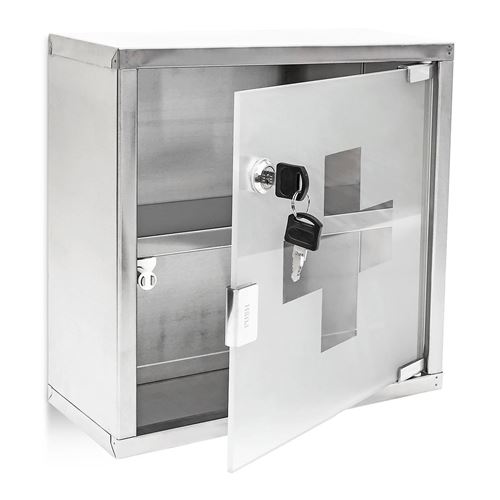 Armoire A Medicaments Pharmacie Metal Et Verre Avec Deux Cles 30 X