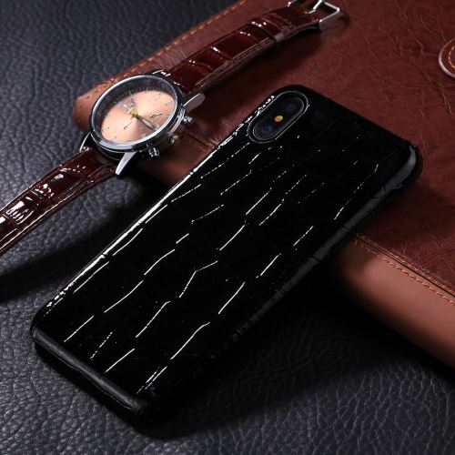 Iphone X / Xs Coque Protection Plastique Effet Crocodile Noir Als80204