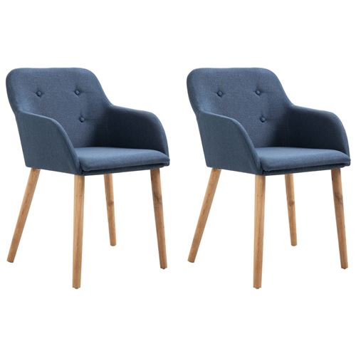 vidaXL 2 pcs Chaises de salle à manger Bleu Tissu et chêne massif