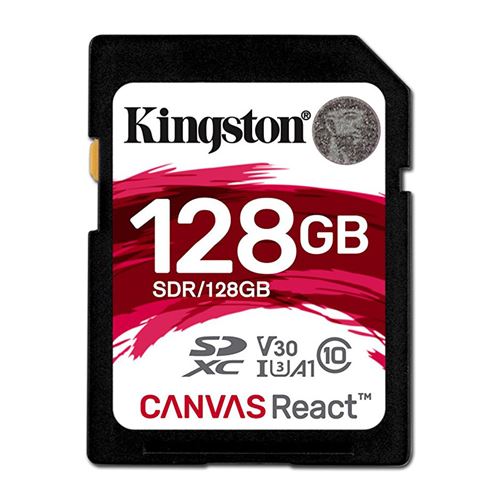 Kingston-technologie sd canvas reageert 128go sdxc uhs-i klasse 10 flash-geheugen (sdr 128gb)