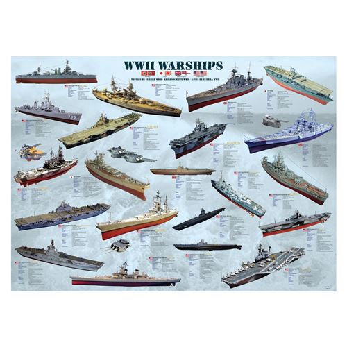 Puzzle Eurographics - Navires de guerre de la Seconde Guerre mondiale, 1000 pièces