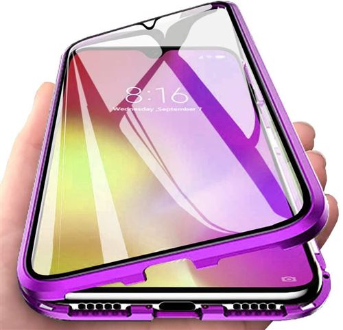 DLIK Coque Magnétique Adsorption pour Samsung Galaxy S21 avec Dual Transparente Verre Trempé Violet