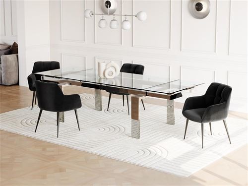 Table A Manger Extensible Lubana Verre Trempe Metal 8 A 10