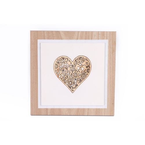 Tableau motif cur - 27 x 27 cm - blanc