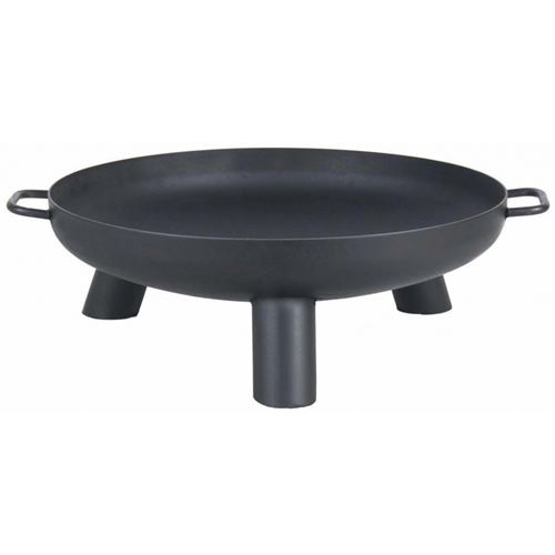 Brasero rond en acier peint noir 3 pieds et poignées Ø 80 x H 24 cm