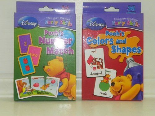 Disney Learn with Pooh Early Child Skills Card Sets (2 Packs Color Shapes and Number Match)