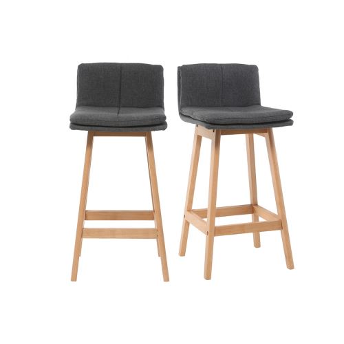 Tabourets De Bar Bois Et Gris Fonce 65 Cm Lot De 2 Joan Achat