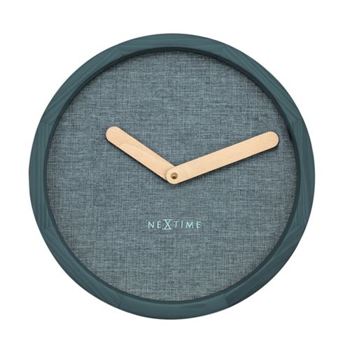 NeXtime NE-3155TQ Horloge murale Dia. 30 Cm, Bois et Tissu, Turquoise, 'Calm'