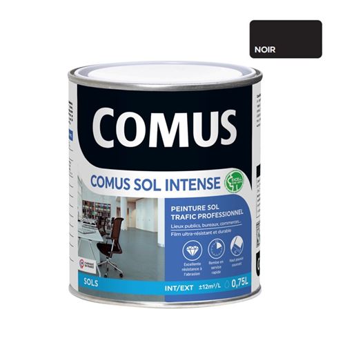 Comus Sol Intense Noir 0,75l Peinture Sols Intérieurs Et Extérieurs, Trafic Intense/professionnel