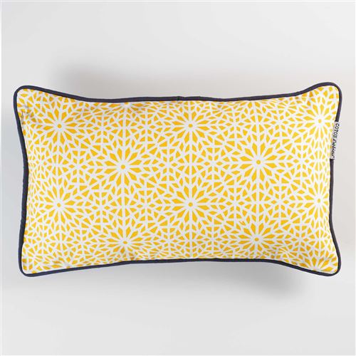 Coussin passepoil 30 x 50 cm coton imprime tunis Jaune
