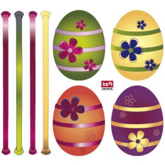 Paques Sticker Adhesif Mural Autocollant Oeufs Colores Au Dessin
