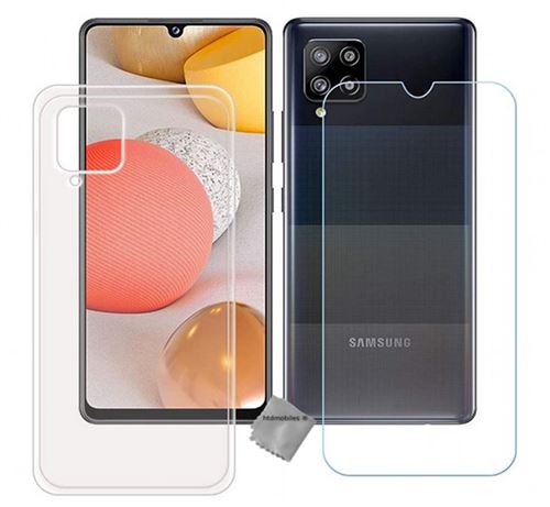 Coque silicone gel fine pour Samsung Galaxy A42 5G avec film ecran - BLANC TRANSPARENT - htdmobiles