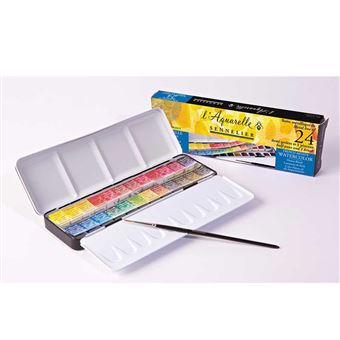 Boîte métal aquarelle - 24 demi-godets extra-fine - 1