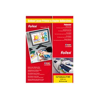 Folex CLP ADHESIVE P WO - Polyester - auto-adhésif - 50 microns - blanc opaque - A4 (210 x 297 mm) 50 feuille(s) film - 1