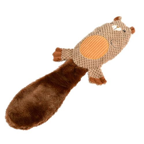 Comparer les prix de Jouet Peluche Sonore pour Chien "Castor" 55cm Marron