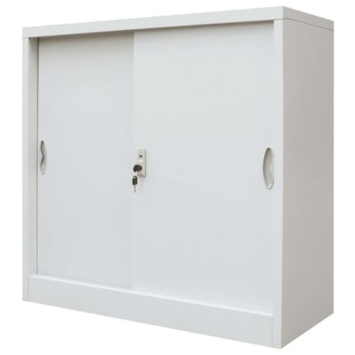 vidaXL Armoire de bureau avec porte coulissante Métal 90x40x90 cm Gris