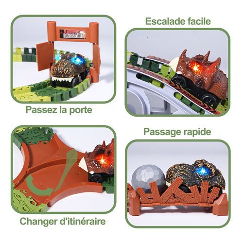 Circuit à Billes Dinosaure 36 Pièces – Parcours Avec 3 Billes Dinosaures – Pistes Modulables – Cadeau Éducatif 3-8 Ans