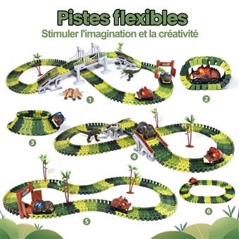 Circuit à Billes Dinosaure 36 Pièces – Parcours Avec 3 Billes Dinosaures – Pistes Modulables – Cadeau Éducatif 3-8 Ans