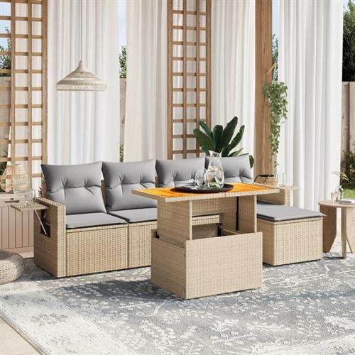Non Communiqué Beige Vidaxl Salon De Jardin Avec Coussins 6 Pcs, Canapés De Terrasse, Ensemble De Meubles De Patio, Mobilier D'extérieur, 3271731