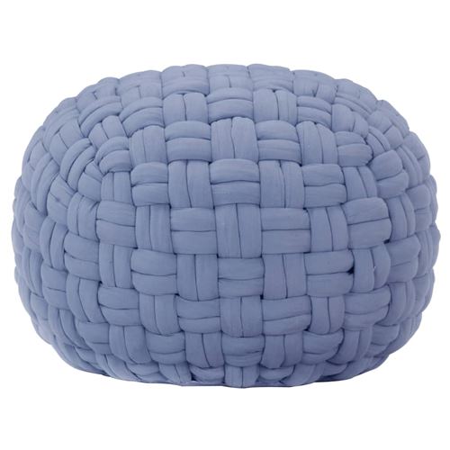 vidaXL Pouf Design tressé Bleu 50x35 cm Coton