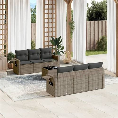 Vidaxl Gris Salon De Jardin 7 Pcs - Image 2