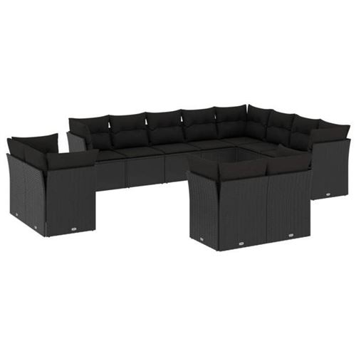 Non Communiqué Noir 12 Personnes Vidaxl 12 Pieces Resine Tressee Salon De Jardin Modulable