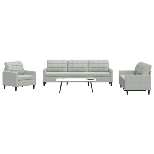 Non Communiqué Gris Clair Ensemble De Canapés 4 Pcs Avec Coussins Velours