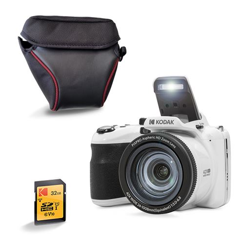  KODAK Pixpro AZ425 Appareil Photo Bridge 20 MP avec Zoom Optique 42x + &Eacute;tui de Protection + Carte SD 32 Go &middot; Vid&eacute;o Full HD 1080p, Grand Angle 24 mm, Stabilisateur, &Eacute;cran