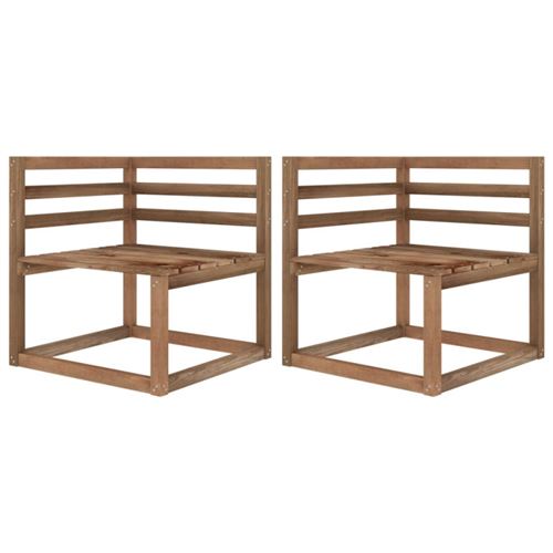 vidaXL Canapés d'angle palette de jardin 2 pcs Marron Pin imprégné
