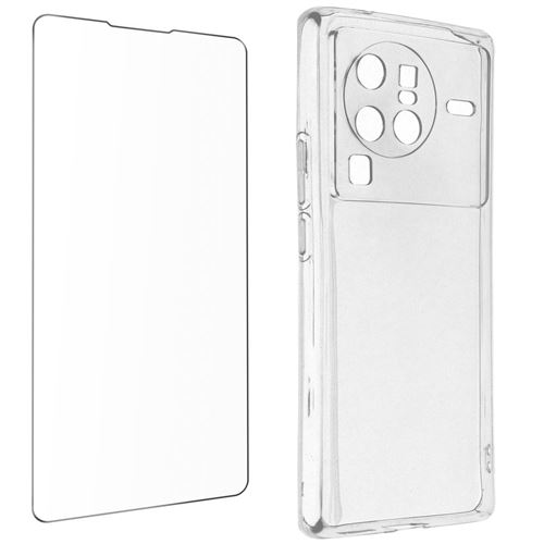 Coque pour Vivo X80 Pro Silicone Souple et Film Verre Trempé 9H Avizar transparent