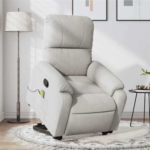 Vidaxl Gris/Clair Fauteuil De Massage, Relaxation Tissu Microfibre - Image 2