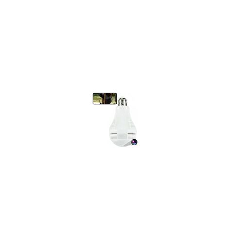 Ampoule Cam&eacute;ra Espion De Surveillance HD 2Mp 360&deg; Wifi Ip E27 Vision Nocturne Ir + SD 8Go