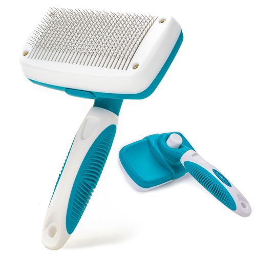 Comparer les prix de Brosse autonettoyante pour chiens chats - FIRSTPAW - Pour poils courts et longs - Retire 95% des poils morts