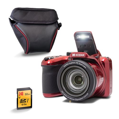 KODAK  Pixpro AZ405 Appareil Photo Bridge 20MP &middot; Zoom Optique 40X, Grand Angle 24mm, Vid&eacute;o Full HD 1080p, Stabilisation OIS, &Eacute;cran LCD 3 , SD 32GB + Housse, Piles AA &middot;