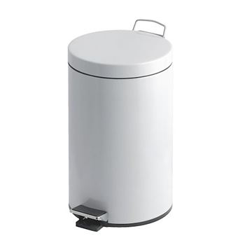 Poubelle métal 20 litres ronde à pédale blanche - 1