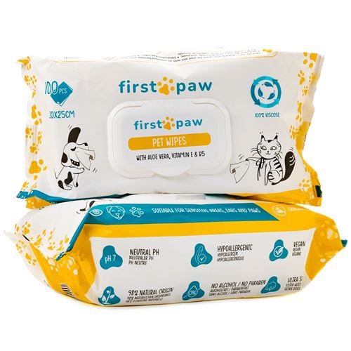 Meilleurs prix pour Lingettes nettoyantes animaux - FIRSTPAW - Origines naturelles - Grande taille - Pour zones sensibles - Paquet individuel 1x100