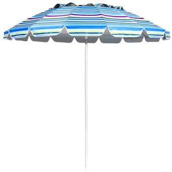 Parasol de plage anti UV rayé bleu blanc 140cm accessoires jardin neuf 