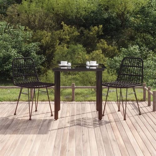 Vidaxl Noir 3157894 Ensemble De Salle À Manger De Jardin 3 Pcs Résine Tressée - Image 3