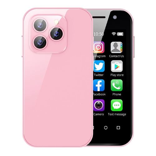 Mini Smartphone Petite Taille 3GB+64GB Android 9.0 4G Dual SIM Batterie Longue Durée Rose YONIS