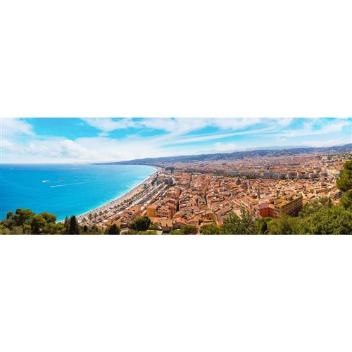 Tableau sur toile vue panoramique de Nice 45x135 cm CEANOTHE Décoration Murale Art Décoratif Muraux Peinture Imprimée en HD Salon Chambre Bureau Fabriqué en France