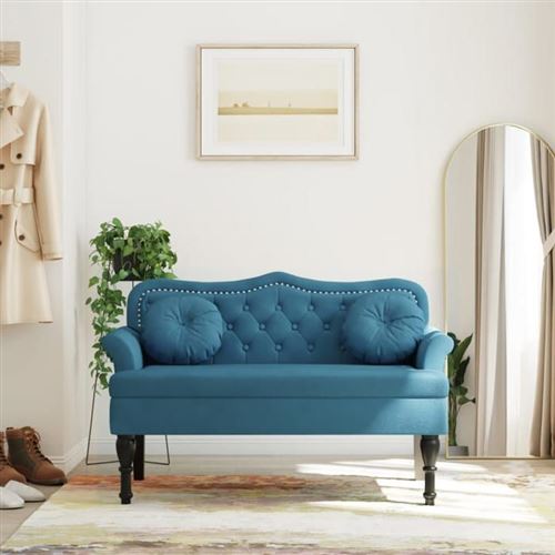 vidaXL Banc avec coussins bleu 120,5x65x75 cm velours