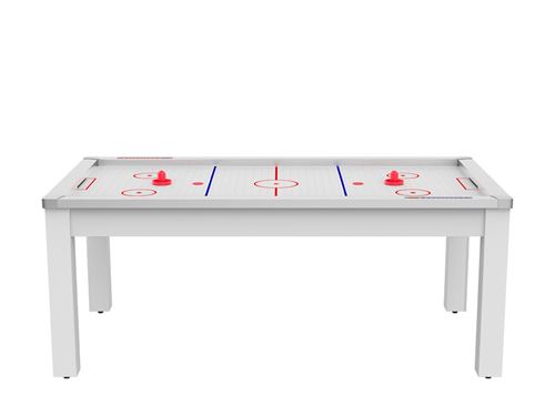 Air Hockey Nord convertible en table &agrave; manger - 8 personnes - Coloris blanc laqu&eacute; surface blanche