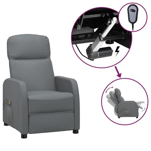 vidaXL Fauteuil inclinable électrique de massage Anthracite Similicuir