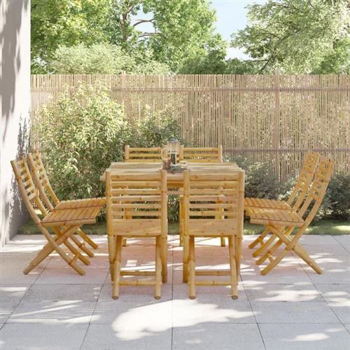 Non Communiqué Multicolore Salon De Jardin Vidaxl Bambou 8 Pieces