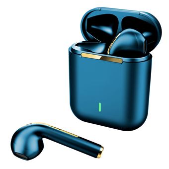 Écouteurs sans fil TWS J18, oreillettes intra-auriculaires, étanches ,Écouteurs d'écoute avec chargement,Bleu - 1