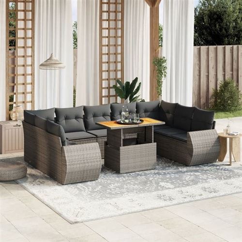 VIDAXL - Salon de Jardin - 10 Pièces - Gris - Image 2