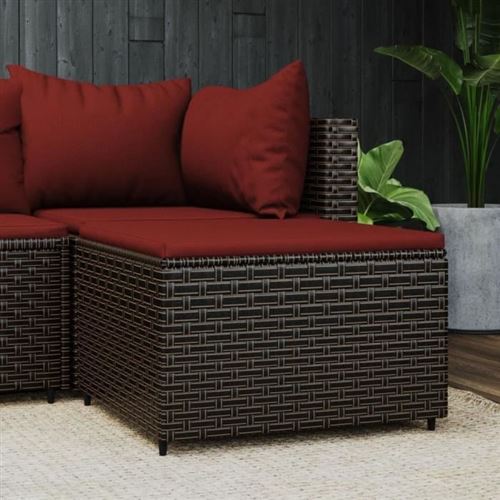 Vidaxl Marron Repose-Pied De Jardin Avec Coussin - Résine Tressée - Image 3
